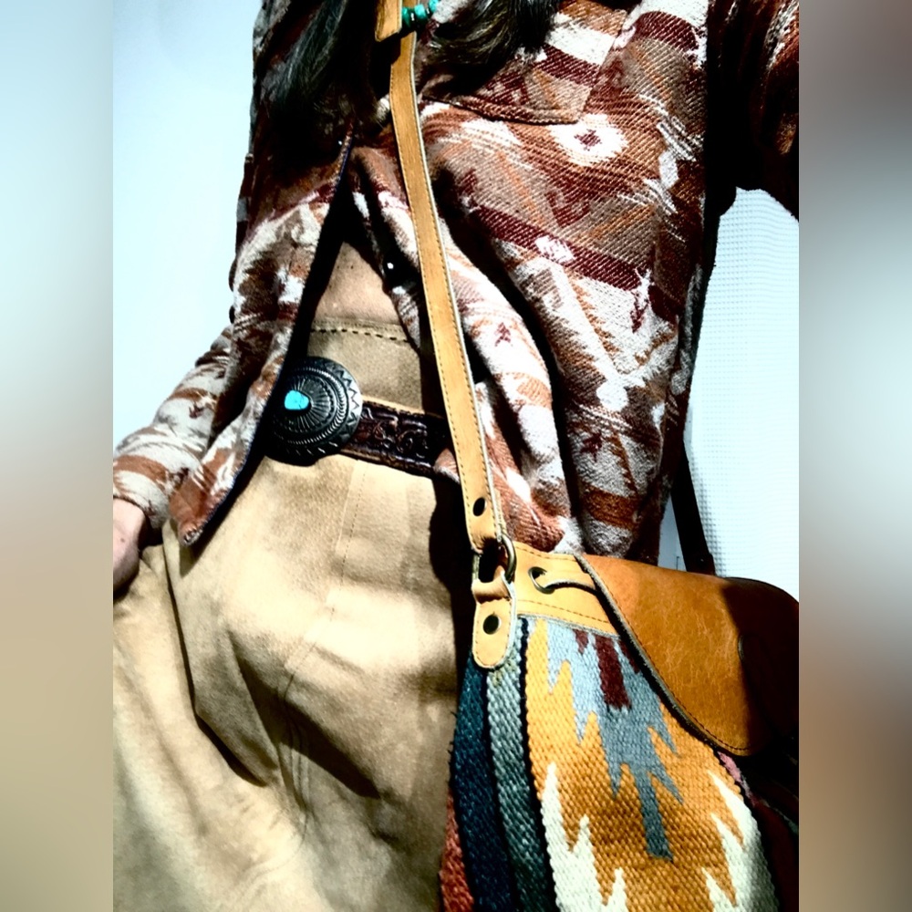 Bohemian Western 2 tone Wrap Leather Skirt Jac & Company Size XS/Small